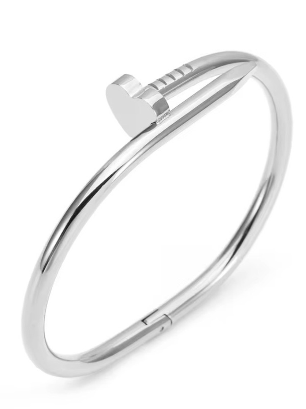 Heart Nail Bangle Bracelet in Silver - Women's Jewelry